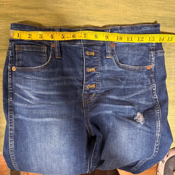 Madewell Womens 10" High-Rise Skinny Jeans Size 26 Dark Wash Distressed Denim Bu - Picture 10 of 15